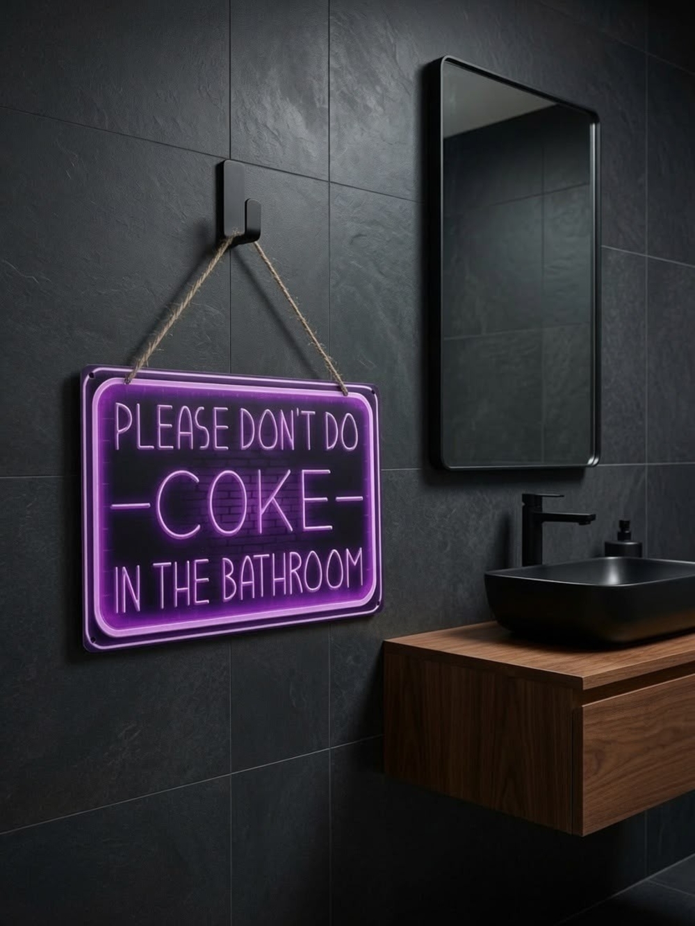 Please Don't Do Coke in the Bathroom Neon Sign - Purple